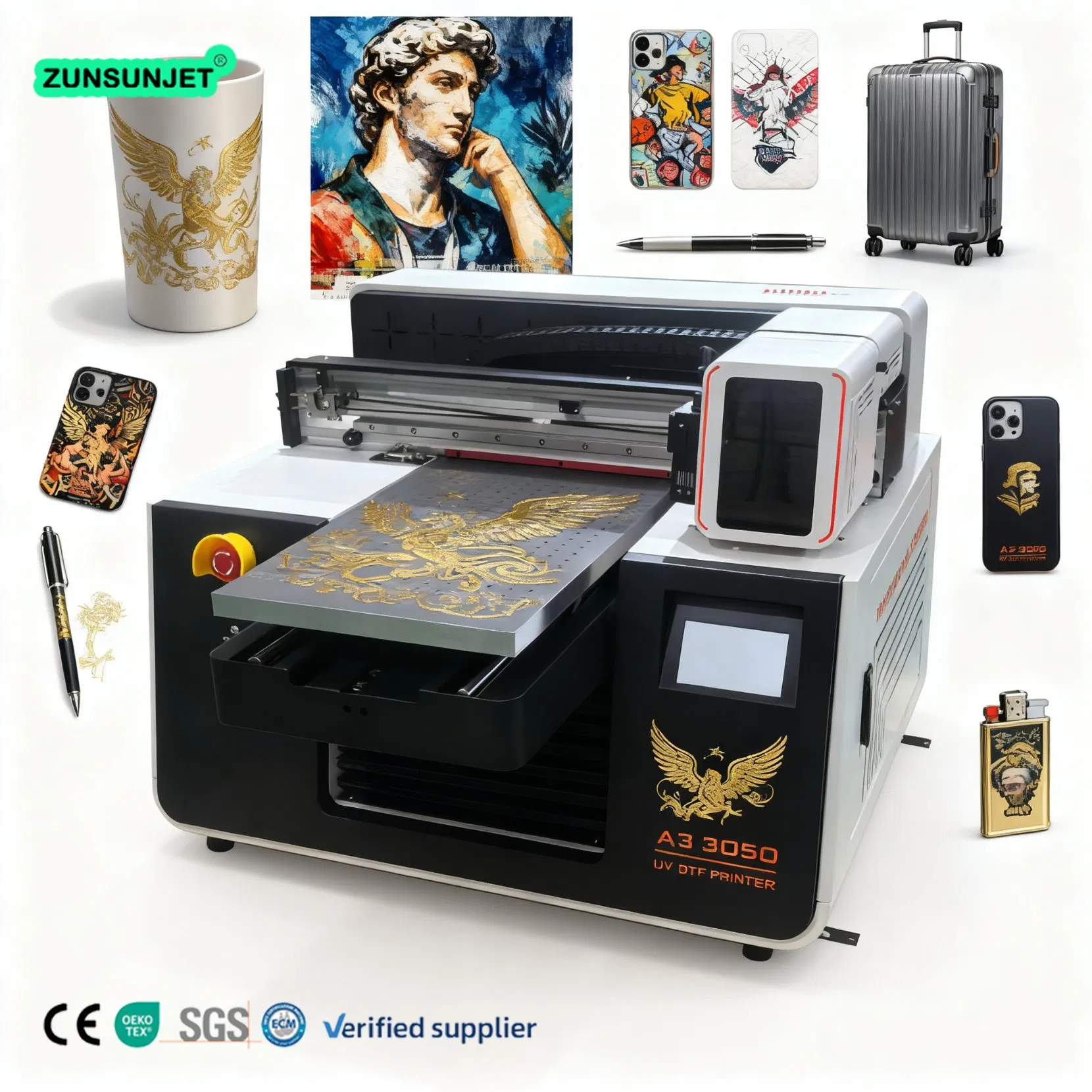 A3 UV TPU Patches Printer UV Flatbed Printer 3 in 1 with Vision Positioning Sensor CCD Camera
