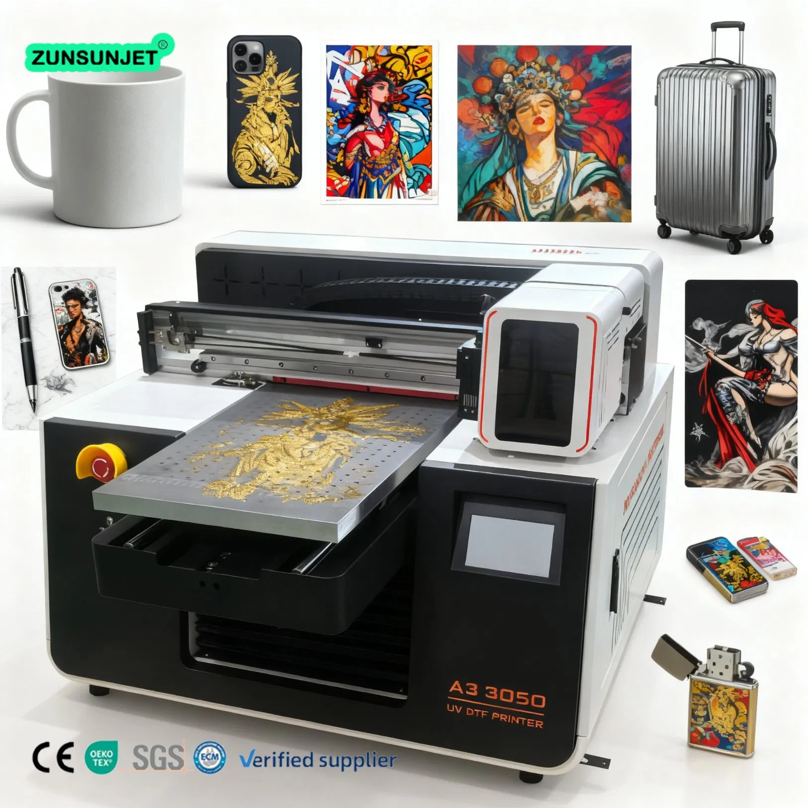 New A4 A3 3A UV Inkjet Dtf Printer with XP600 Print Head Flex Material Camera Scan System