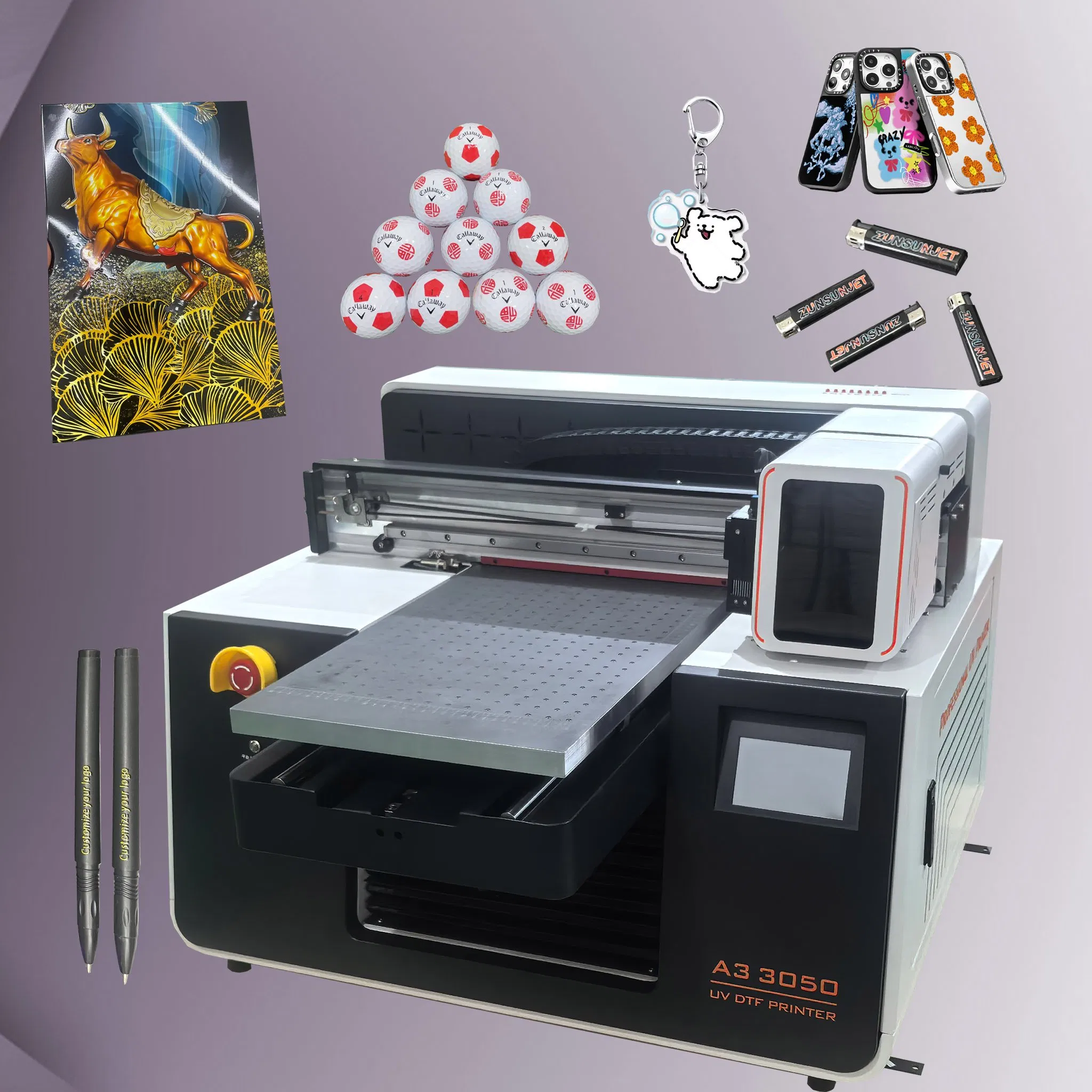 Impresora Stickers 3D Dtf UV Kit Copy Printing UV-Dtf Printer A3 Cama Plana with 3D Texture 30*50 UV Flatbed Printer
