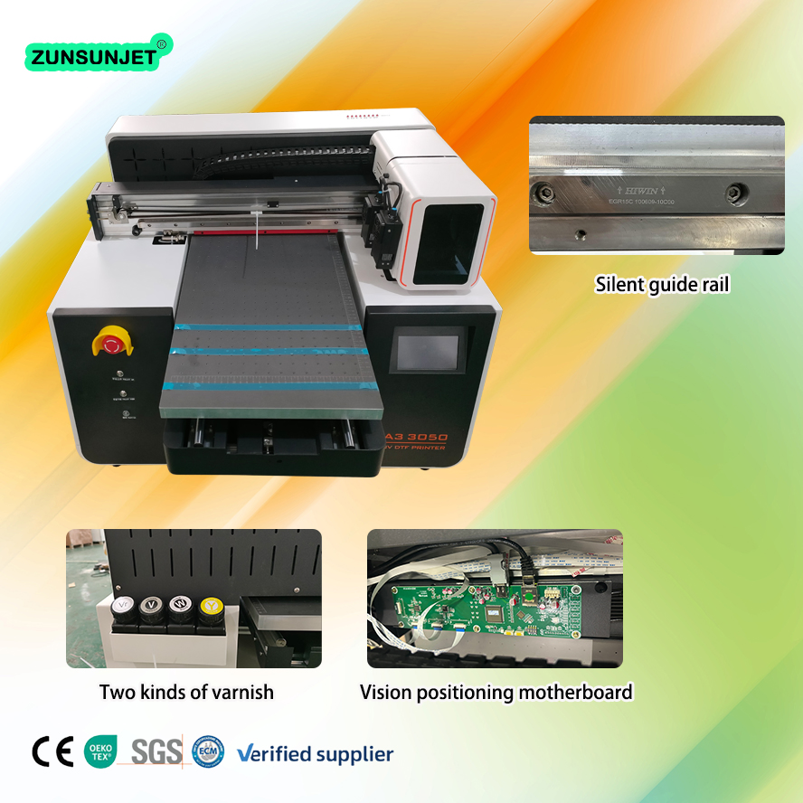 New A3 Size UV Inkjet Dtf Printer with XP600 Print Head Flex Material Camera Scan System UV Flatbed Printer