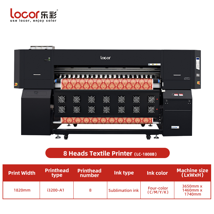 Locor 1.6m/1.8m 5FT 6FT Digital Textile Fabrics Dye Sublimation Paper Transfer Printing Machine Large Format Sublimation Printer