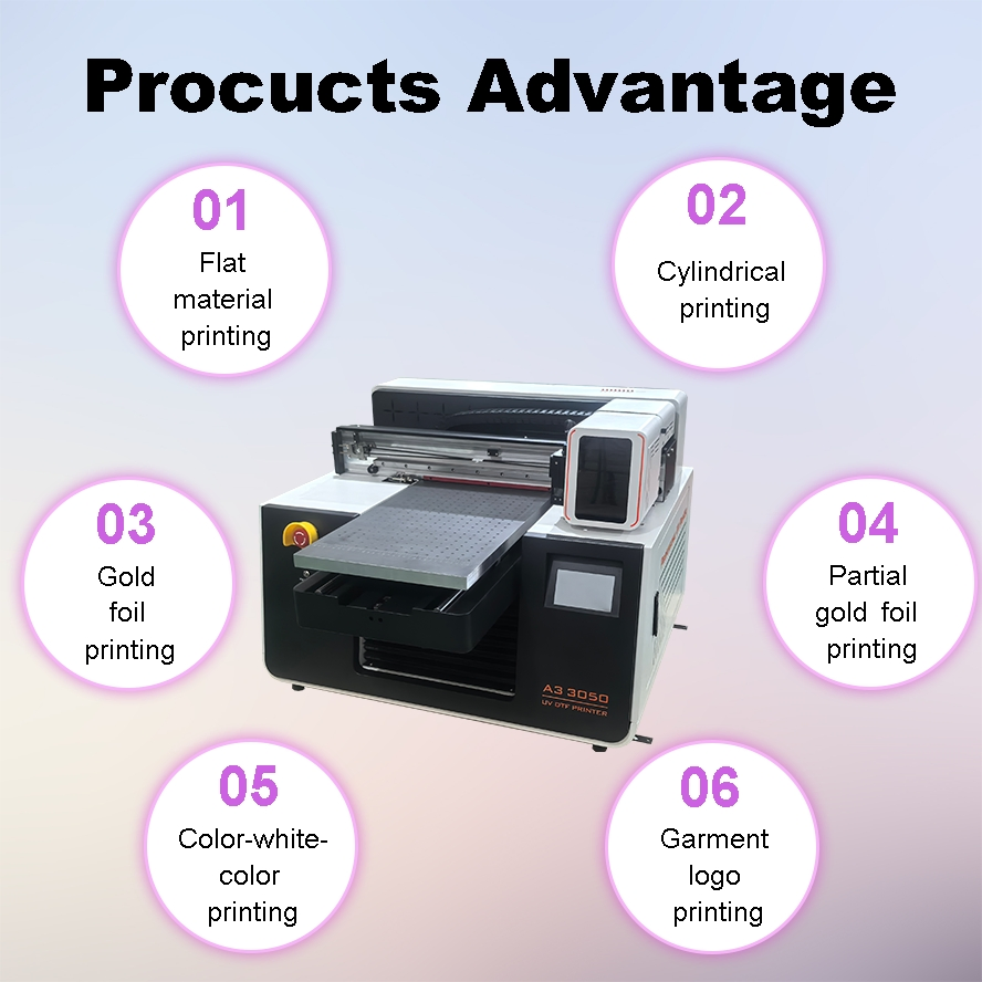 Newest Auto Commerical A3 Small UV Dtf Inkjet Printer A4 Size Printing Machine UV Printer Flatbed &amp; Bottle UV Printer