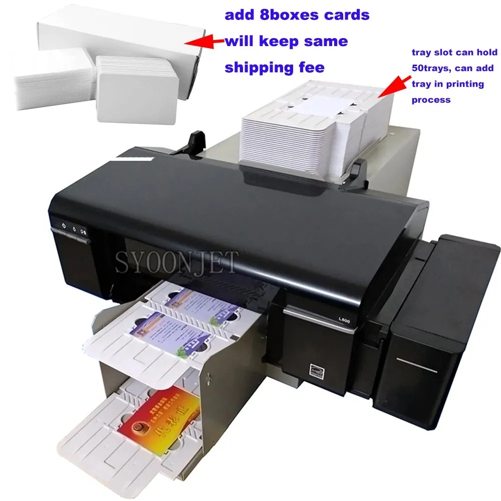 Latest Automatic CD DVD Disk PVC Card Inkjet Printing Machine with 50 CD Trays and 2PVC Card Trays Dye Ink 6colors CD DVD PVC ID Business Card Printer Machine