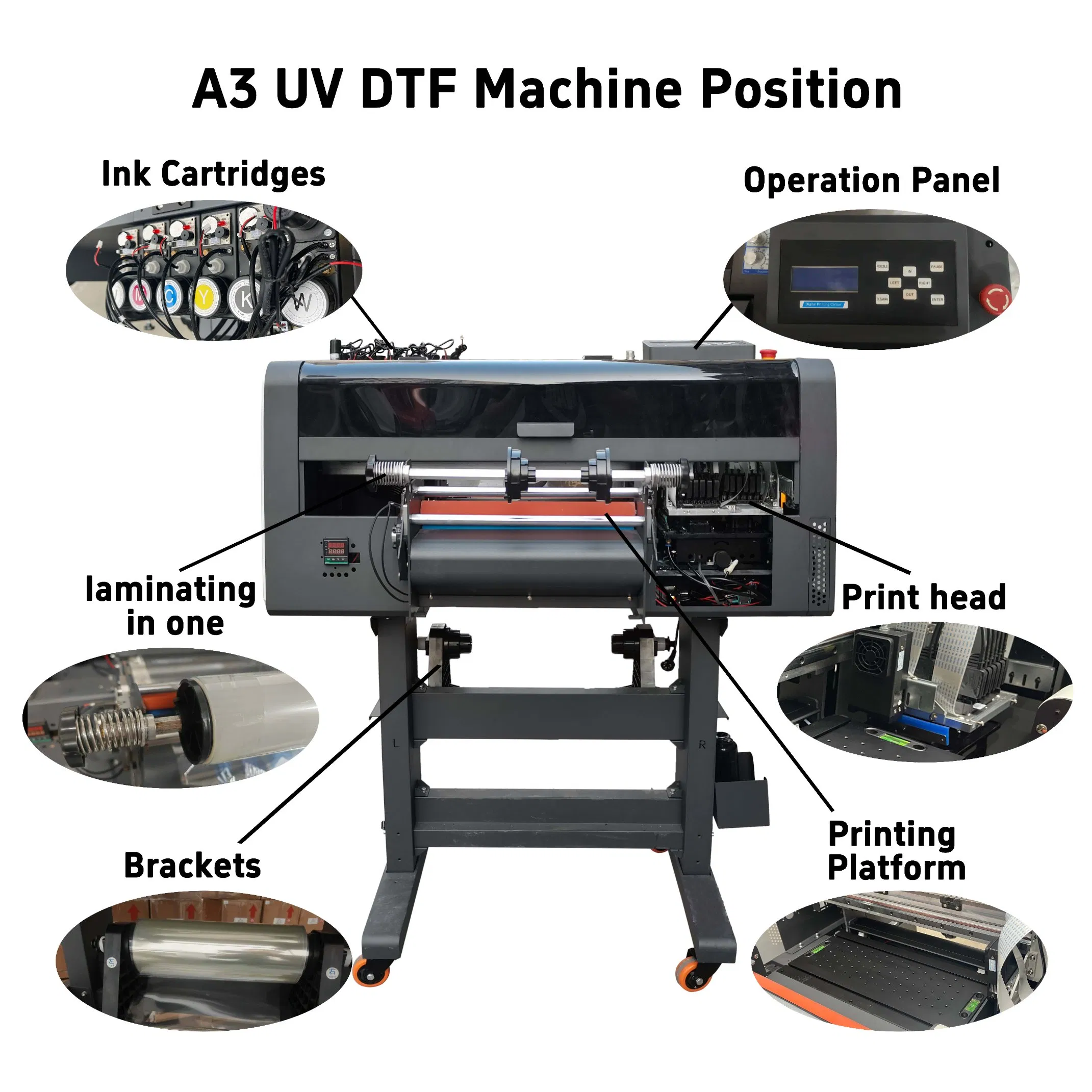 UV Dtf Printer Sticker Ink Transfer Small Business Metal 3D Printing A3 300mm Size