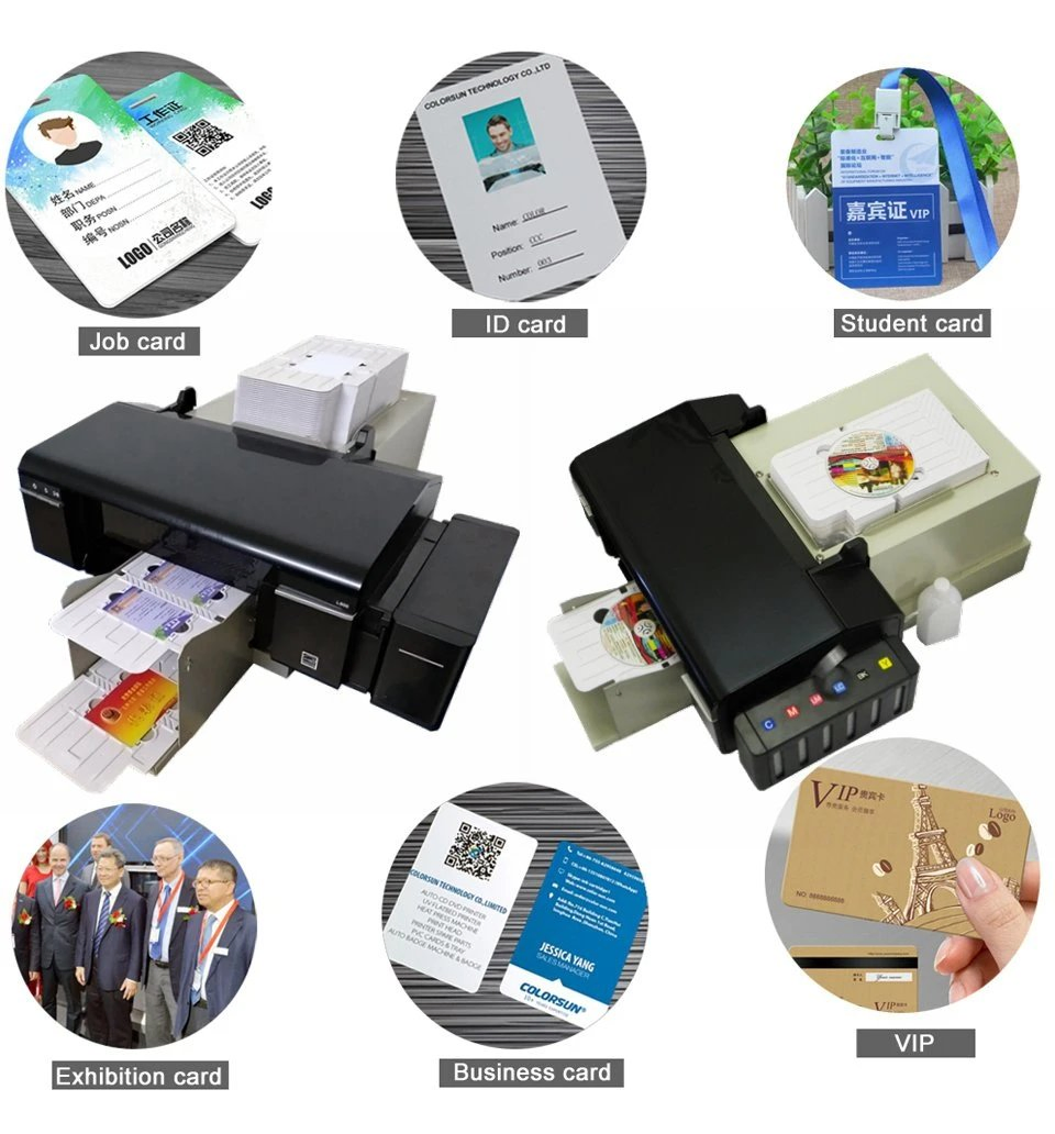 Latest Automatic CD DVD Disk PVC Card Inkjet Printing Machine with 50 CD Trays and 2PVC Card Trays Dye Ink 6colors CD DVD PVC ID Business Card Printer Machine