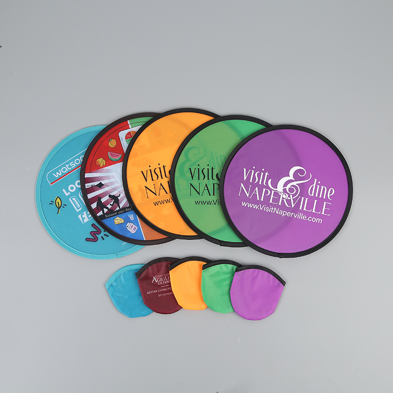 Foldable Nylon Flying Disc Custom Logo Portable Fabric Frisbeed Beach Promotional Gift Toy Portable Pocket Beach Camping Toy