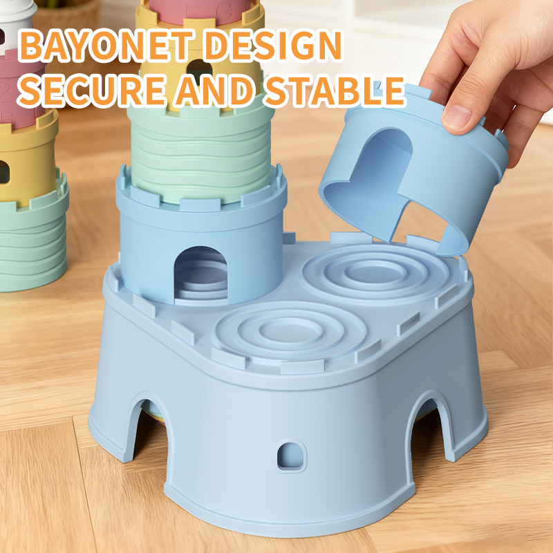 Silicone Soft Castles Building Blocks Baby Stacker Toy Set Stack Baby Playing Blocks Teether Toys Montessori Educational Toys