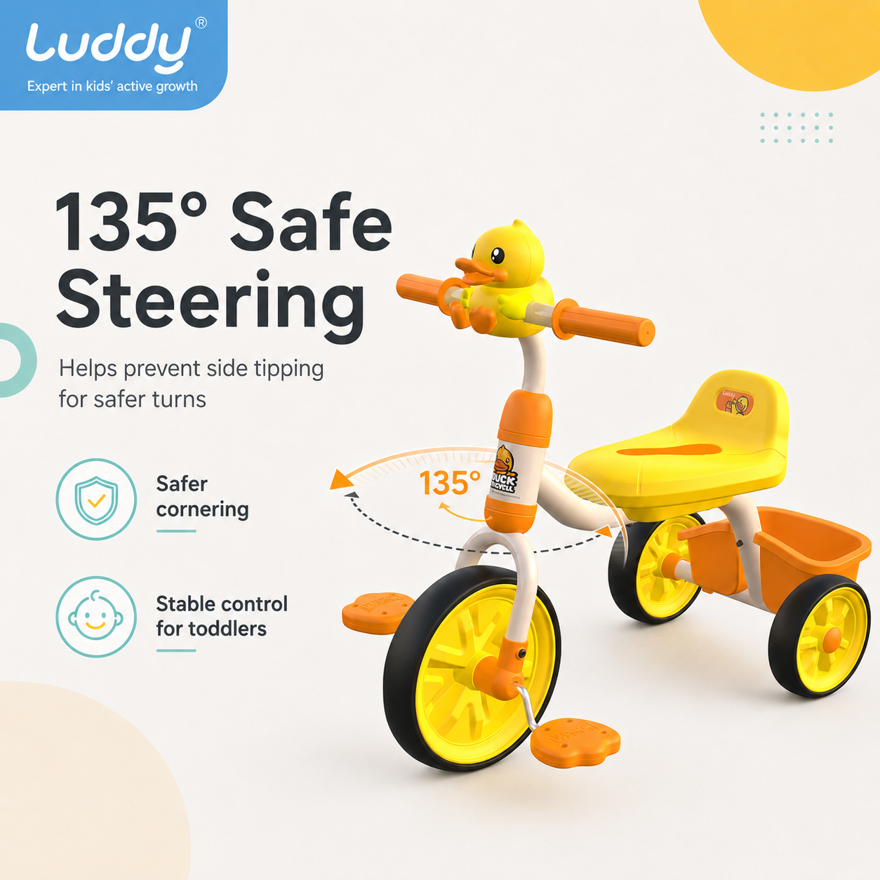 Luddy 3 in 1 Baby Balance Bike Early Learning Push Trike Toddler Stroller Motor Skills Training Tricycle Ride on Toy
