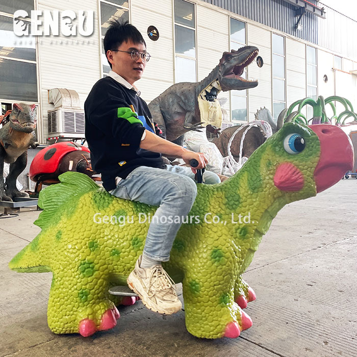 Small Dinosaur Ride-On Car Animatronic Dinosaur for Children Amusement Park Shopping Mall Toy for Public Space Airport Adventure