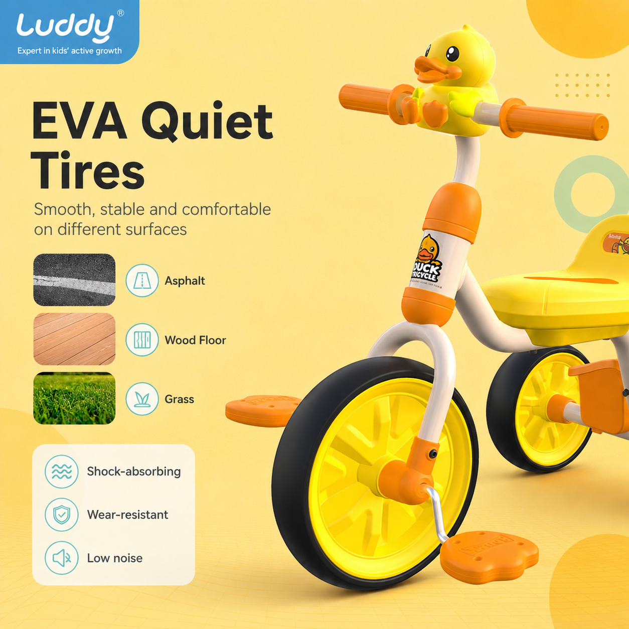 Luddy 3 in 1 Baby Balance Bike Early Learning Push Trike Toddler Stroller Motor Skills Training Tricycle Ride on Toy
