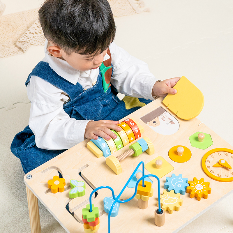 Montessori Sensory Play Table Activity Board-Wood Educational Toy for Baby-Toddler-Preschool Learning CPC Certified Model