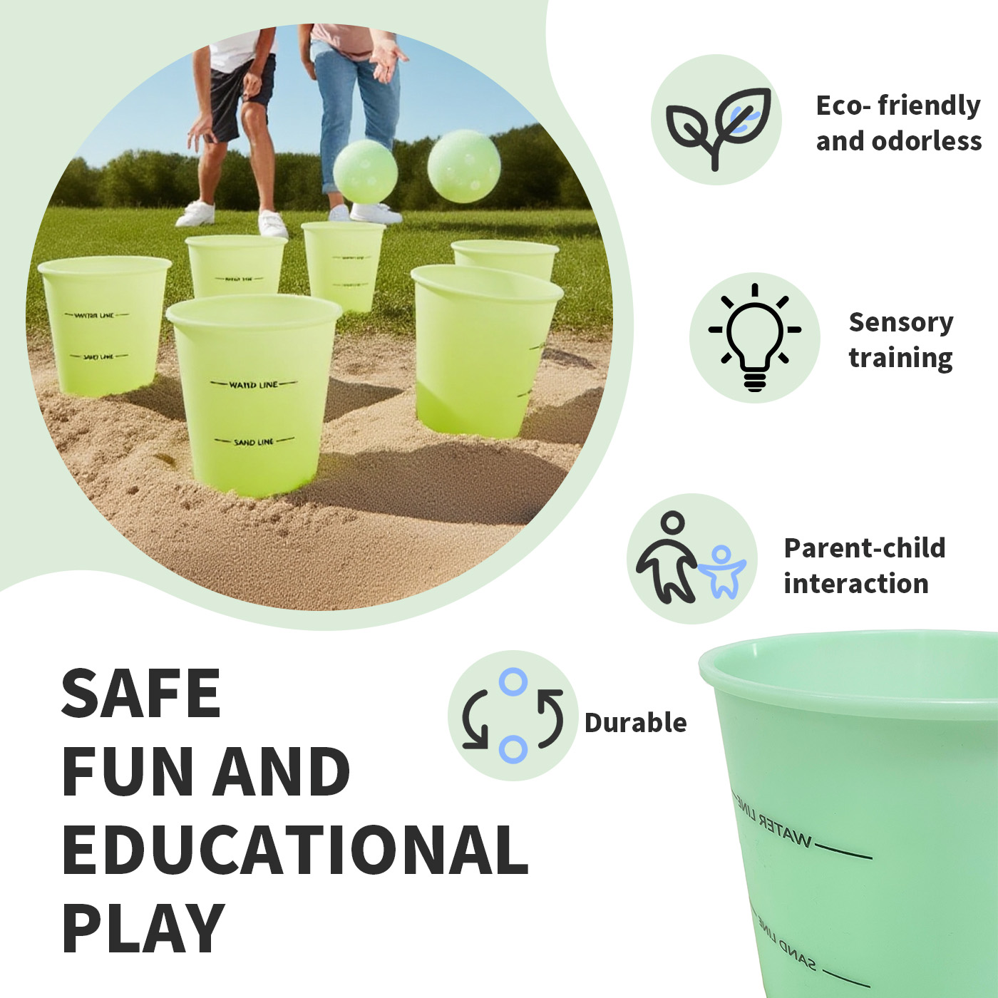Outdoor Giant Bucket Ball Set, Beach Pool Backyard Wedding Camping Lawn Game for Adults &amp; Kids