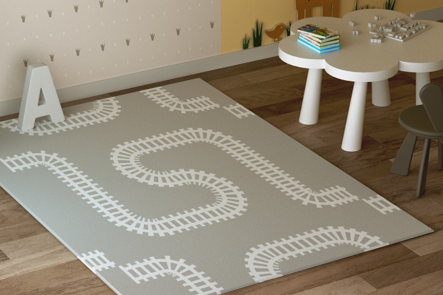TPU Baby Play Mat with Sensory Toys Mirror Soft Play Gym Activity Mat for Newborns Foldable Non-Toxic Crawling Pad