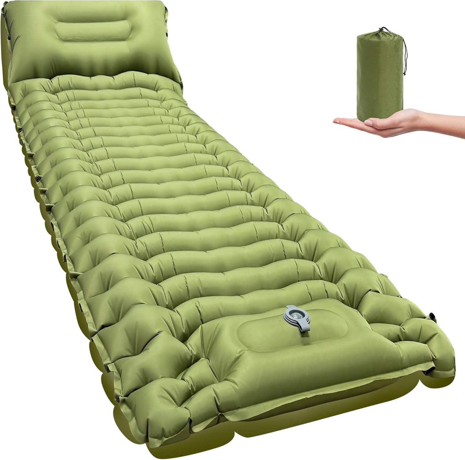 Ultra-Light Durable Inflatable Camping Mattress With Built-In Foot Pump &amp; Pillow Waterproof Portable Sleeping Pad