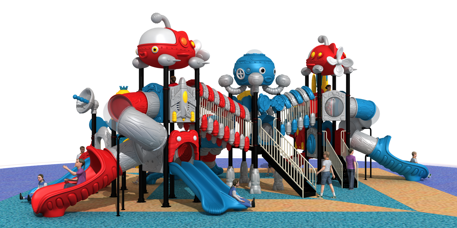 Swashbuckling Adventure Pirate Play Structure Multi-Level Educational Outdoor Play Equipment for Amusement Parks &amp; Schools