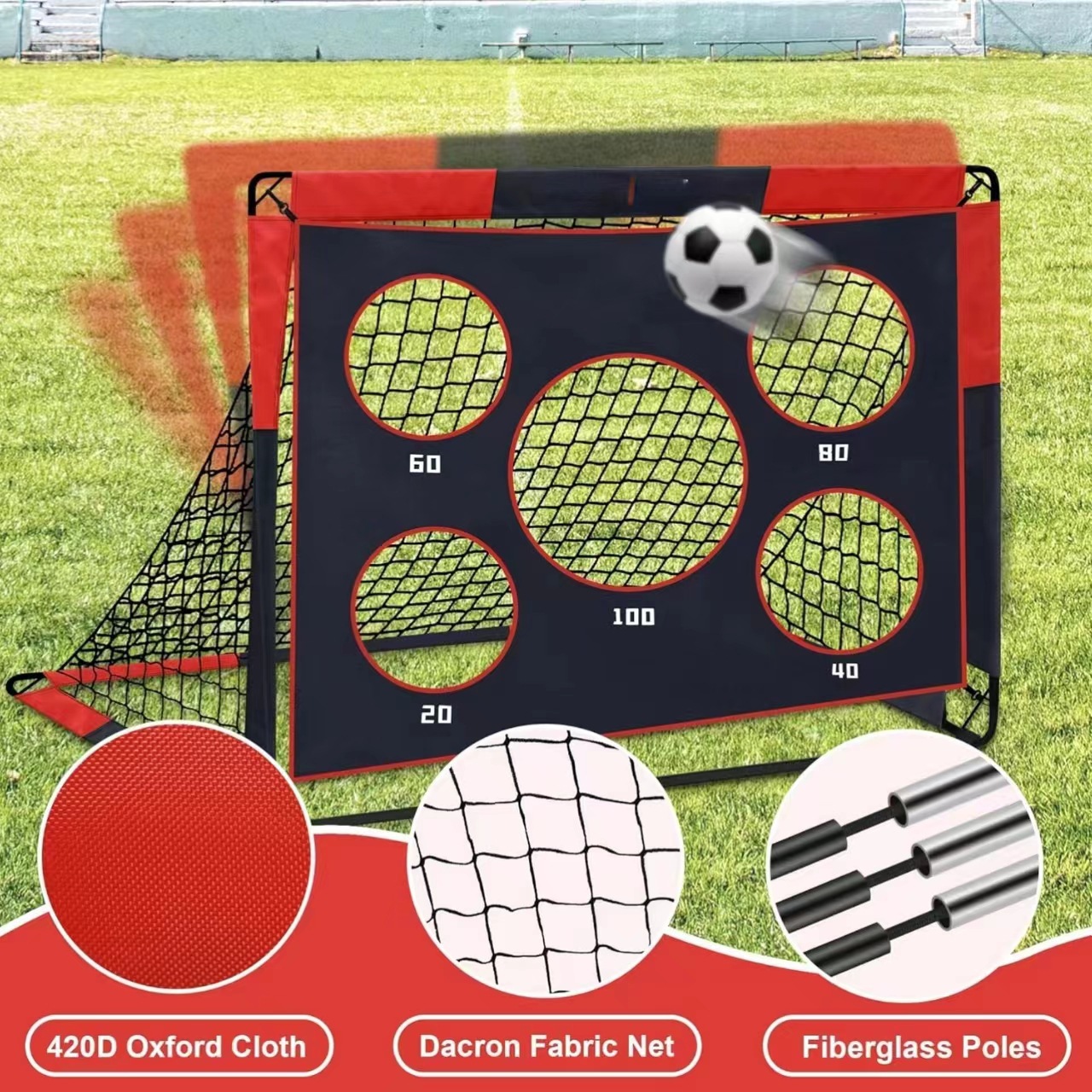 Custom Designed 4*3 Feet Pop-up Soccer Goal Net Portable Training Equipment for Kids' Backyard Play 3-in-1 Functionality