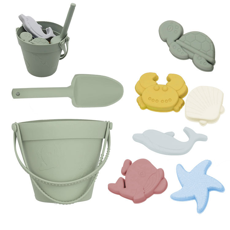 Bimier Summer Outdoor Silicone Beach &amp; Sand Toys Set Eco-friendly Funny for Kids Ages 0-4 Unisex Customizable Logo 14.5x14.5cm