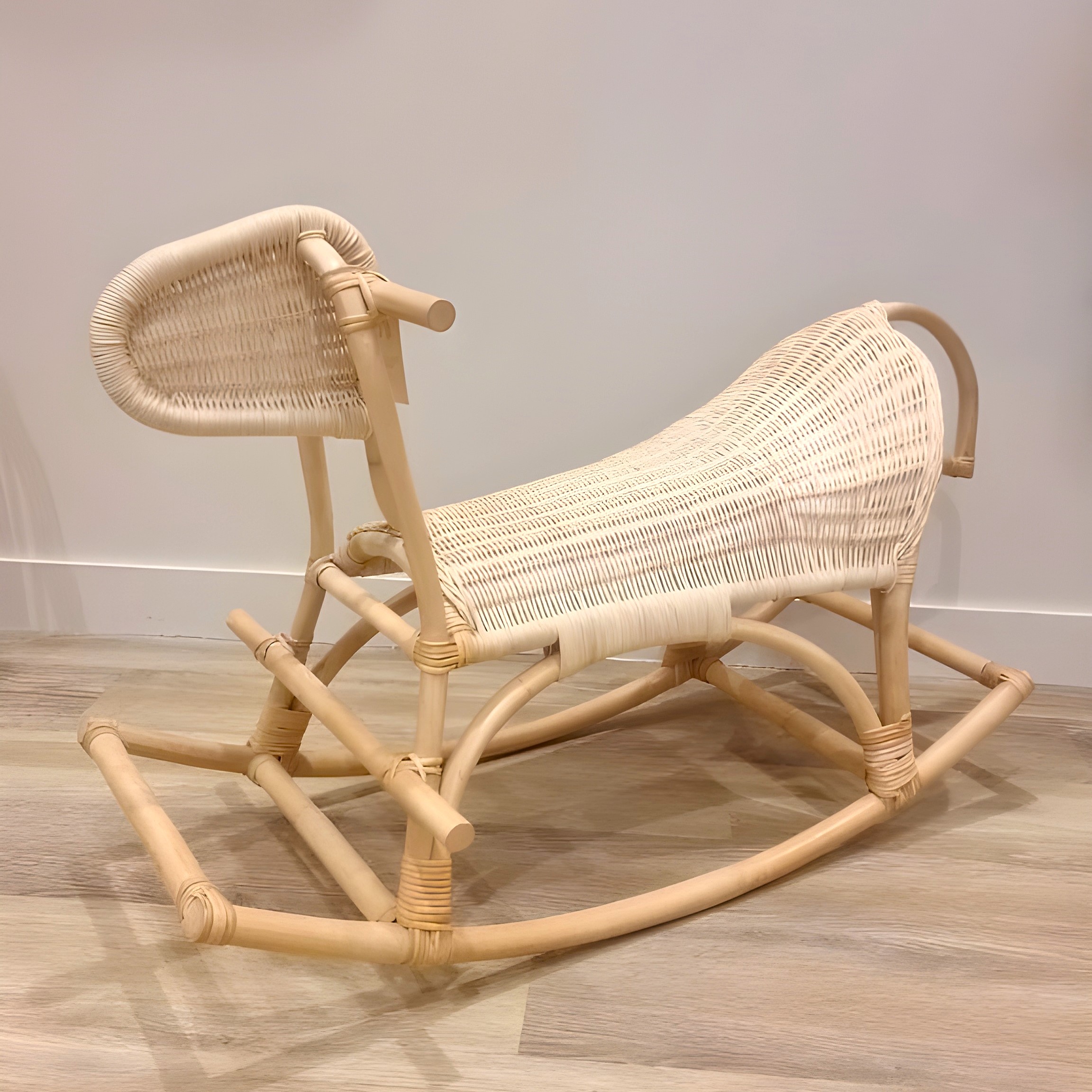 Child imaginative play rattan ride-on toys for kids horse rocker chair baby animal rocking toy