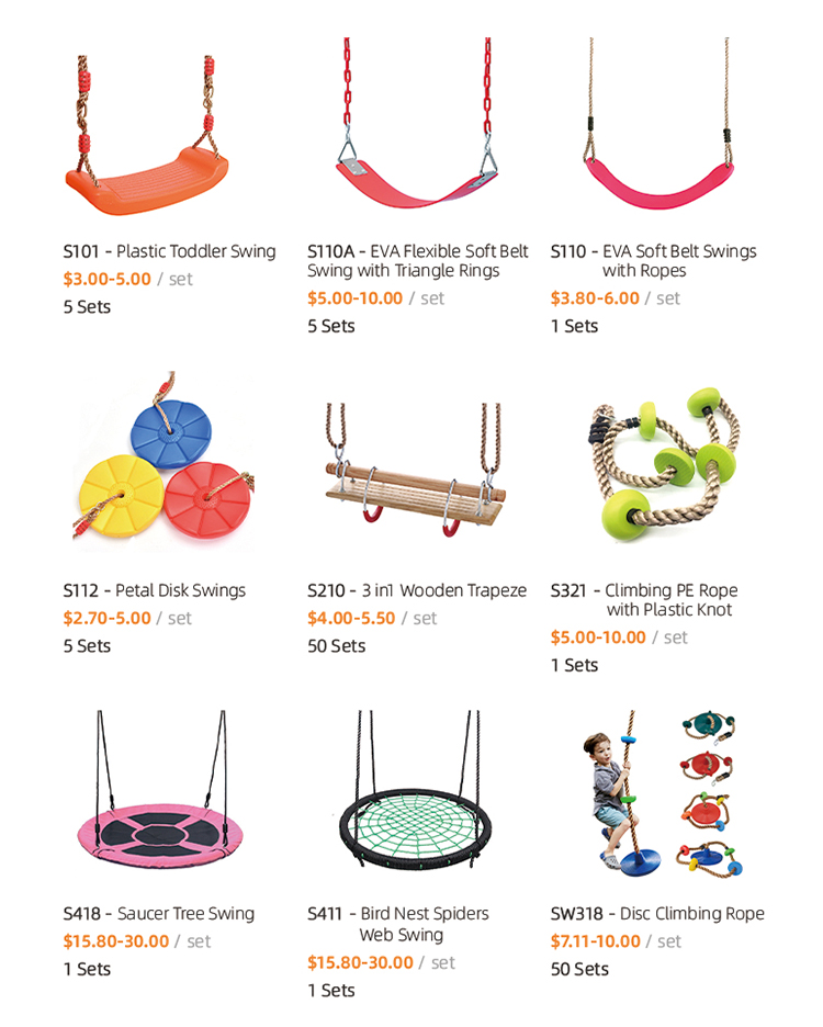 Outdoor Children Adventure Toys Zip Line Kits Swing Set With Stainless Steel Spring Brake and Seat