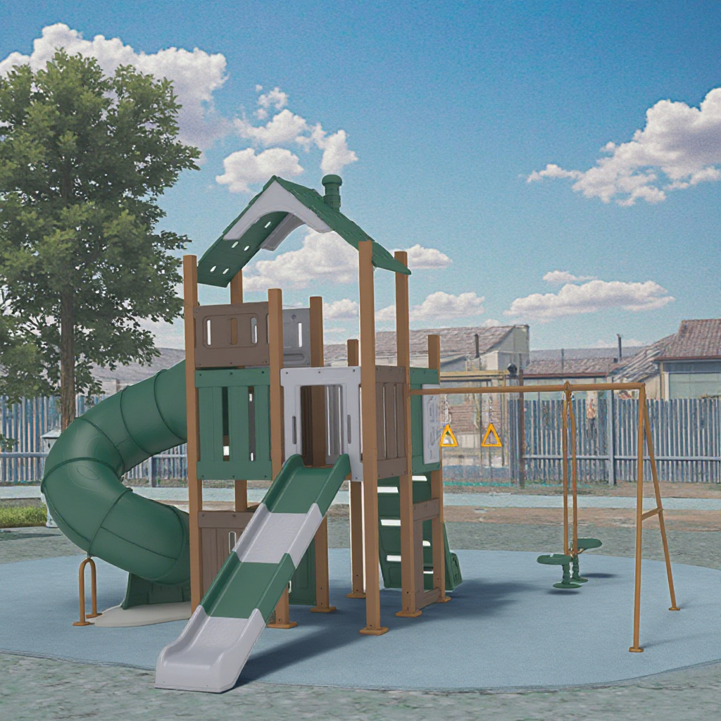 Outdoor Kids Playsets With Plastic Slide And Toddler Swing Set Preschool Playground Equipment For Park Or Backyard Use