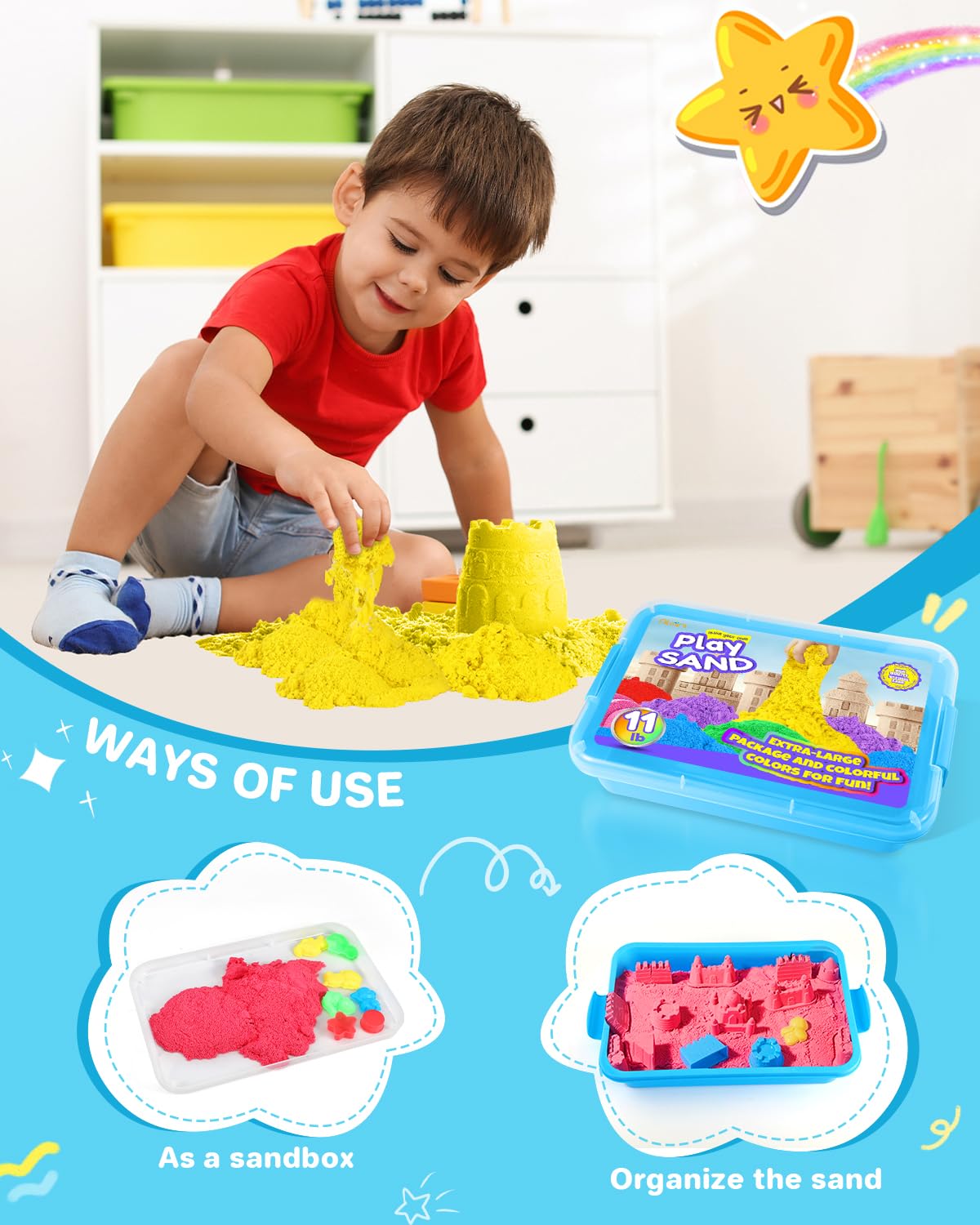 Educational Toy Dynamic Sand DIY Magic Colored Clay Sensory Toys Kids Play Art Kits Magic Sand for Kids