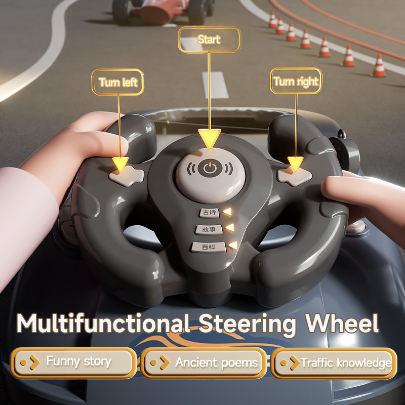 Children Early Educational Interactive Tabletop Games Simulated Racing Car Adventure Game Driving Steering Wheel Toy with Sound