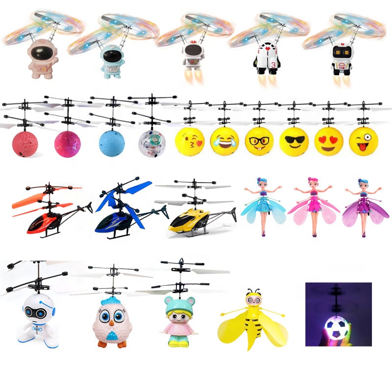 Intelligence Electric Induction Helicopter Aircraft Toy Hand Control Plastic Colorful Crystal Ball Flying Toy
