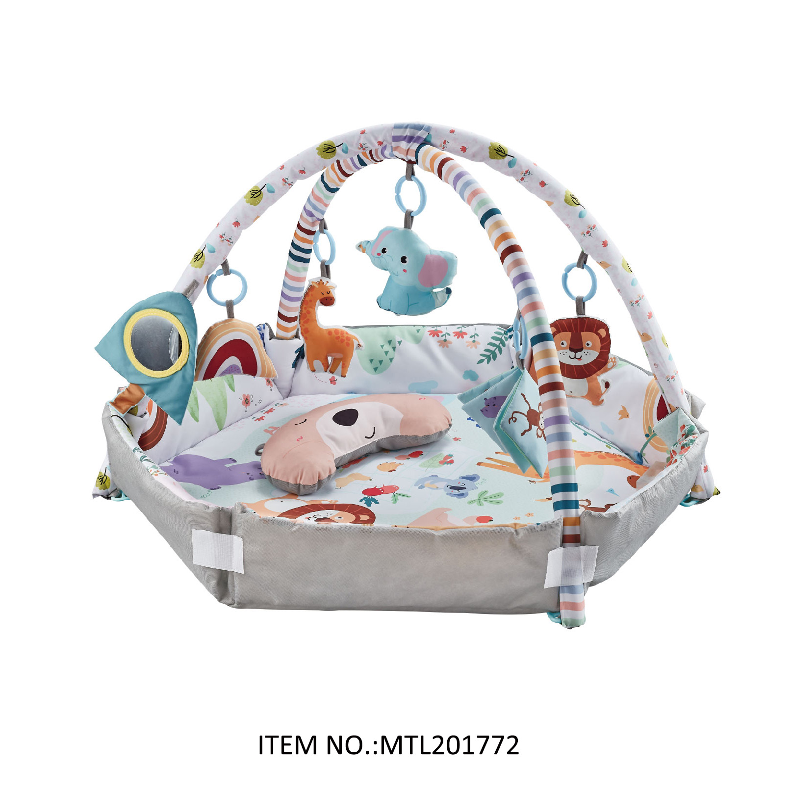 3 in 1 Toy Baby Gym Crawling Mat Fence Learning Activity Playmat Fitness Play Mats Blanket Toy for 0-24 Months Infants