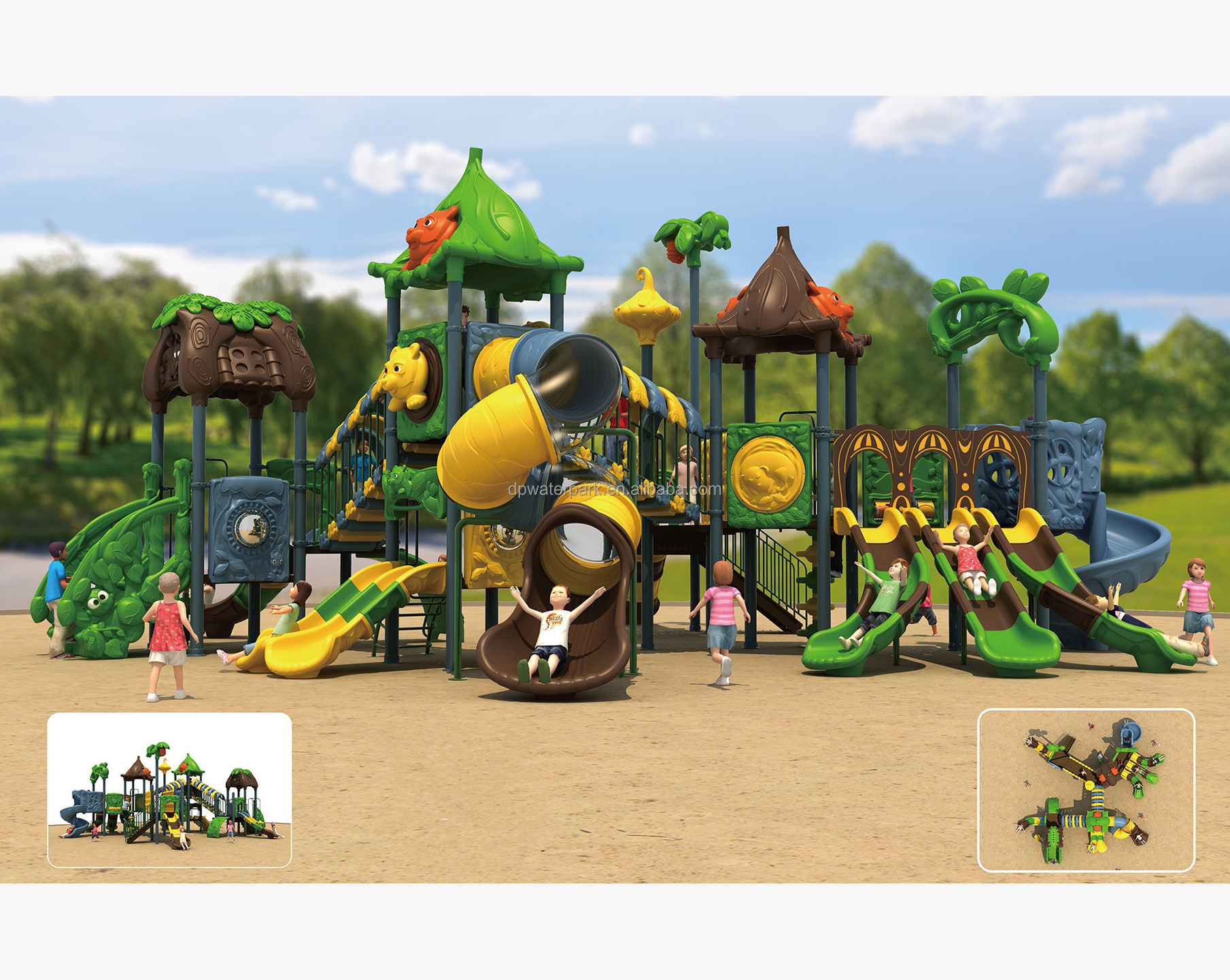 Children Outdoor Play Combo Backyard Play Equipment Set