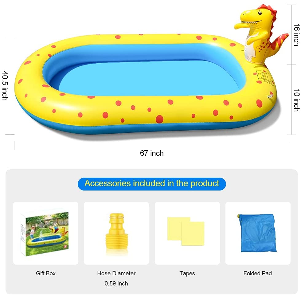 Inflatable Sprinkler Kiddie Pool Toddler Pools Water Sprinkler Backyard Splash Pad Water Play Toys Blowup Kids Pool