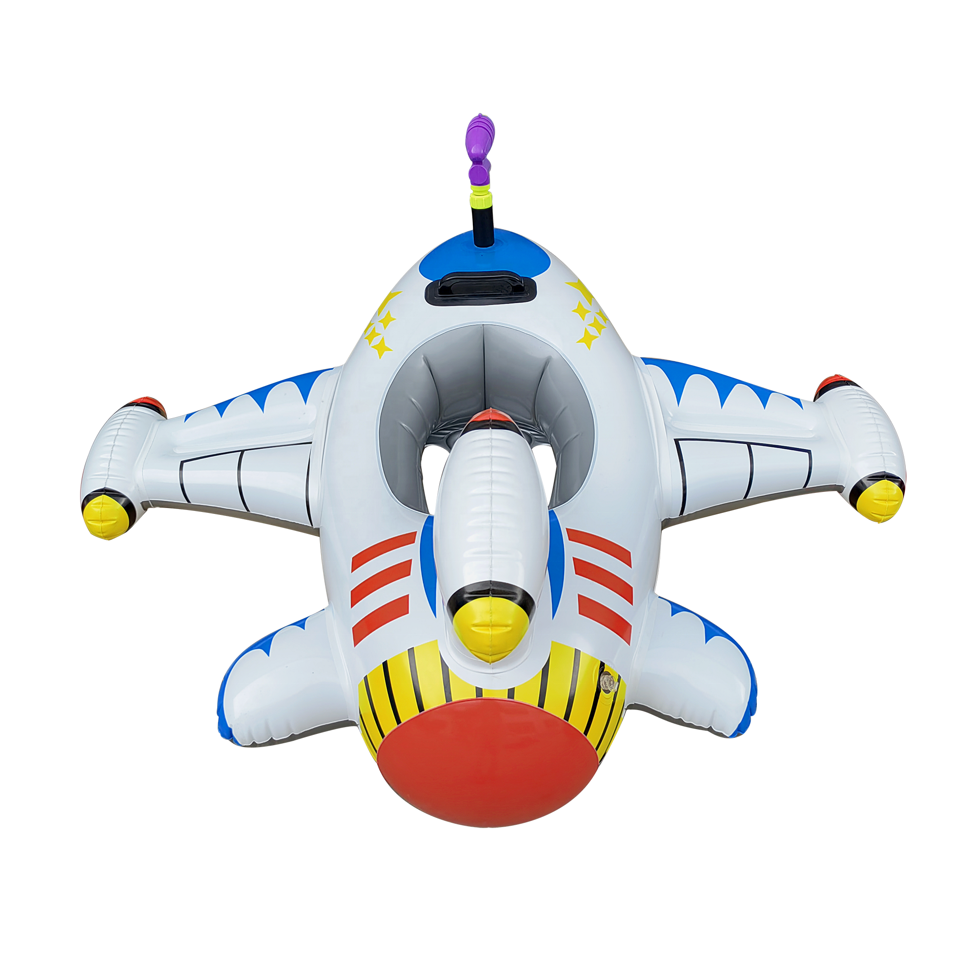 0.3mm Pvc Children Water Toys Steering Inflatable Airplane Swimming Seat Floating Toys With Water Gun