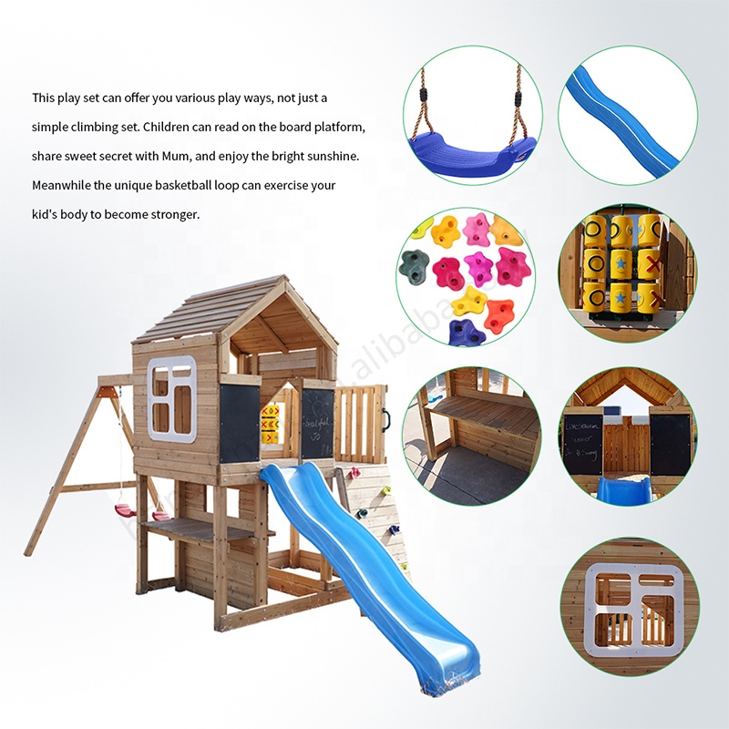 Children Toddler Backyard Home School Park Playground Commercial Wooden Play Slide Swing Set Kid Outdoor Playground