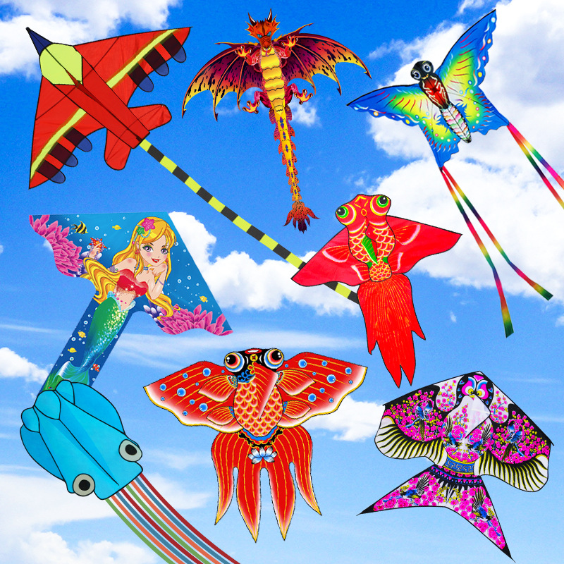 Factory Free Shipping Dragon Kites Flying butterfly Eagle Kites Outdoor Toys for Kids Cartoon Kites Diamond Delta Bat Cheap Kit