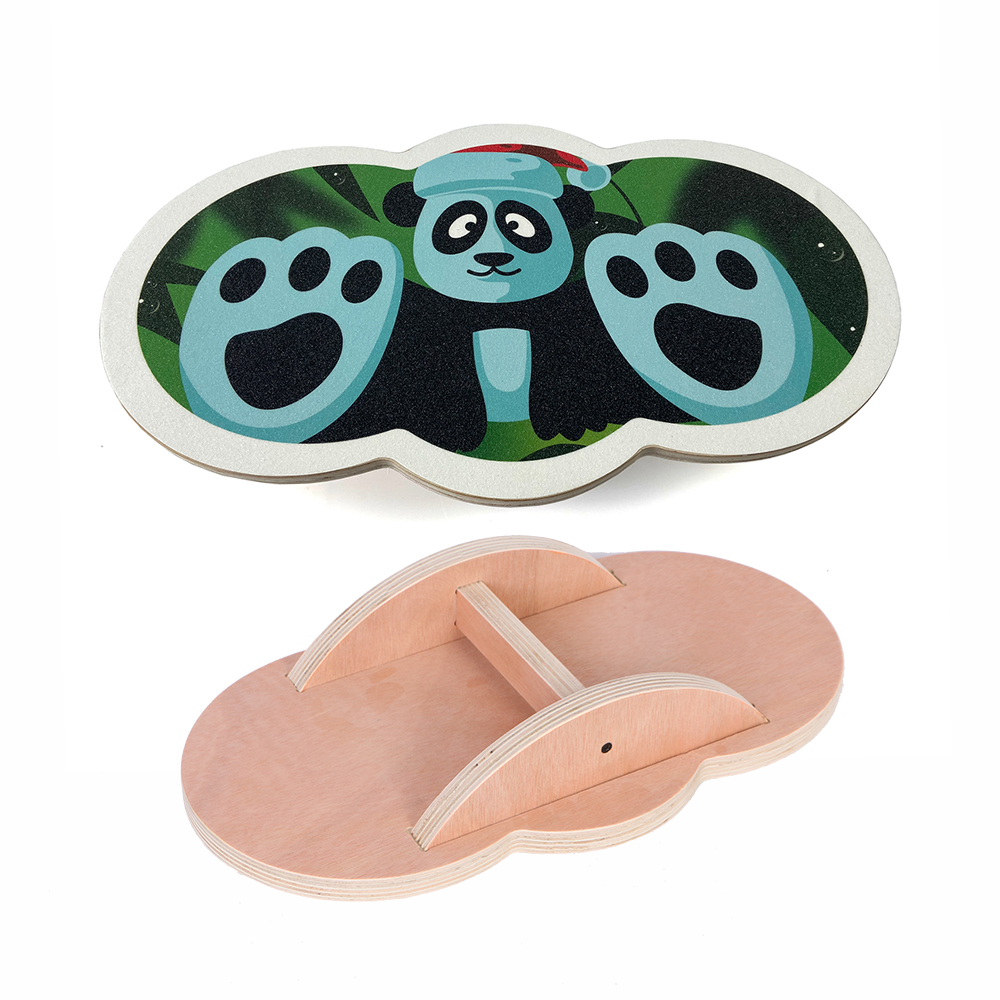 Balance Training Equipment Children Kids Rocking Seesaw Balance Board Wooden Rocker Wobble Panda Kids Balance Board