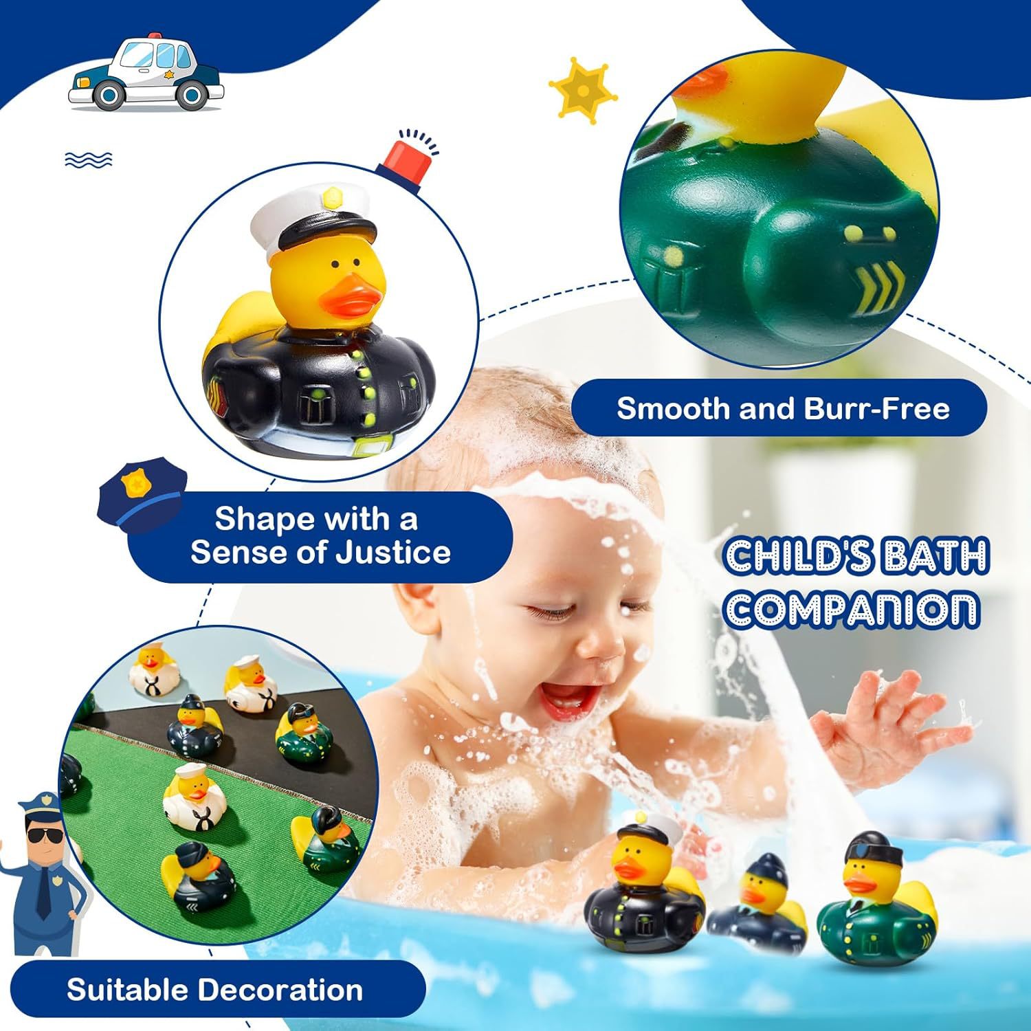 Customized PVC Military Uniform Rubber Duck Bulk Printed Children's Water Play Toys Bathtub Bath Toys Suitable for Toddlers