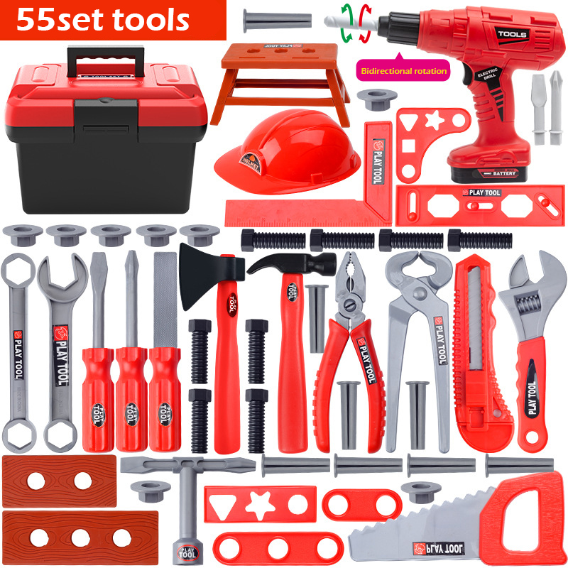 Toy Kids Boy Tools Play Set Toys Safe Power Tools Combo Kit Cordless