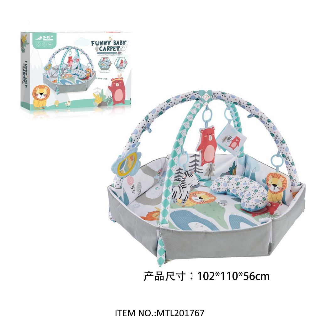3 in 1 Toy Baby Gym Crawling Mat Fence Learning Activity Playmat Fitness Play Mats Blanket Toy for 0-24 Months Infants