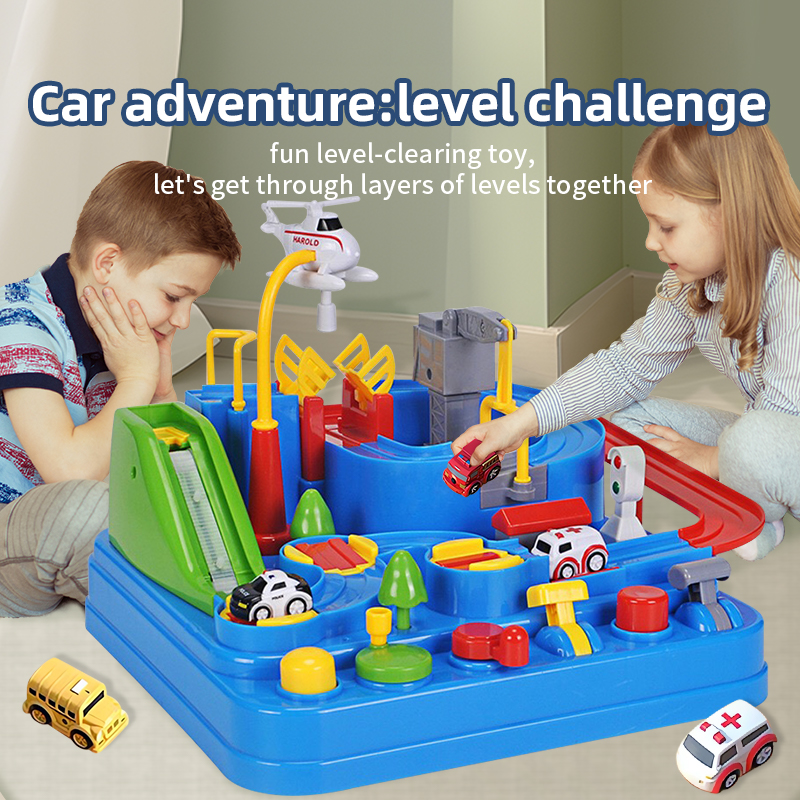 Customized Children's Educational Adventure Track Car Race Parking Toy Set Baby's Fun Interactive 4 Cars Educational Track Set