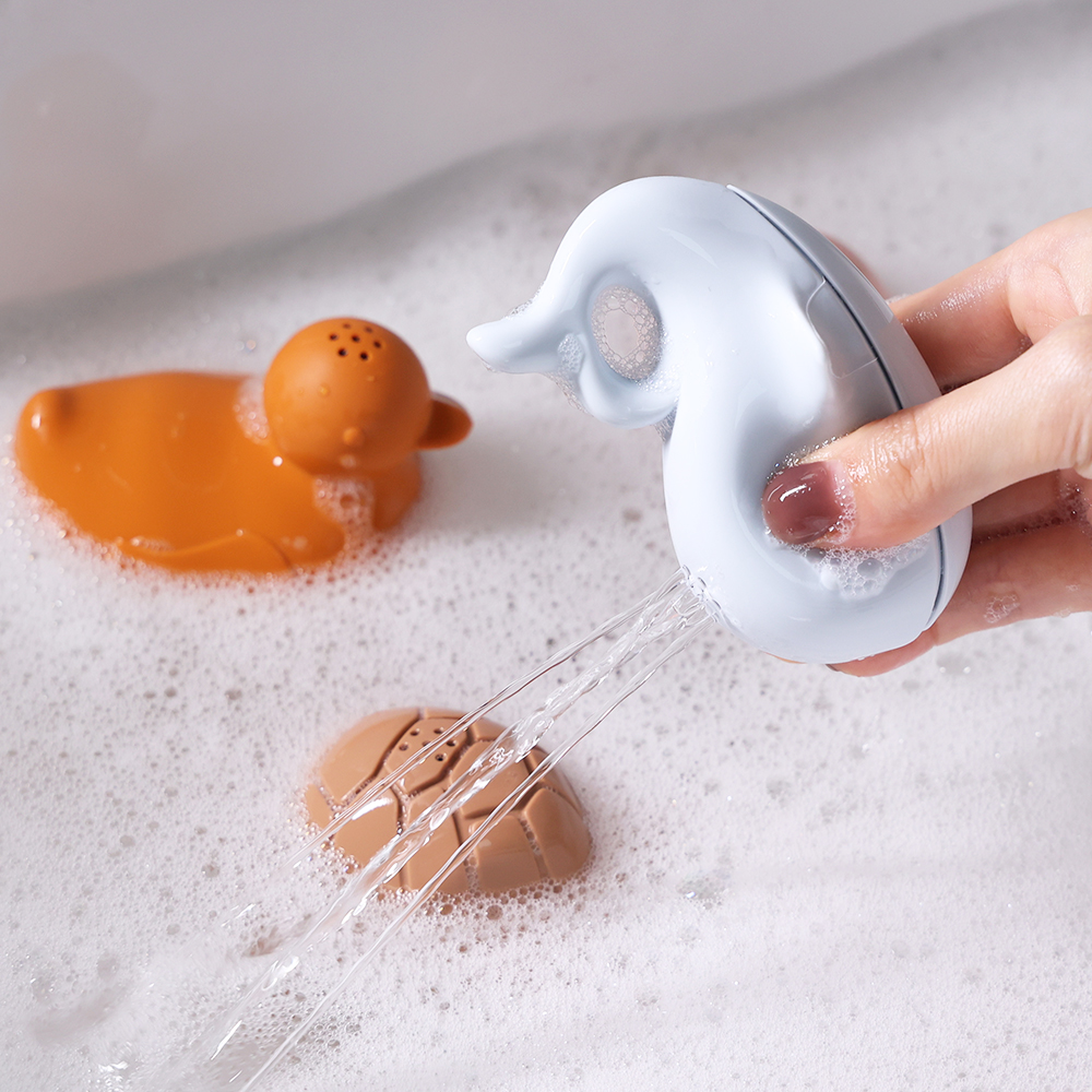 Custom Toddlers Silicone Water Shower Spray Bubble Toy Set Eco-friendly Silicone Baby Bath Bubble Toy for Kids