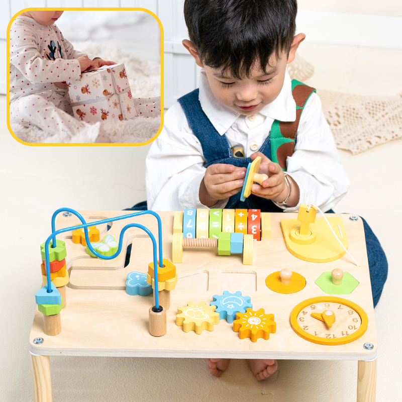 Montessori Sensory Play Table Activity Board-Wood Educational Toy for Baby-Toddler-Preschool Learning CPC Certified Model