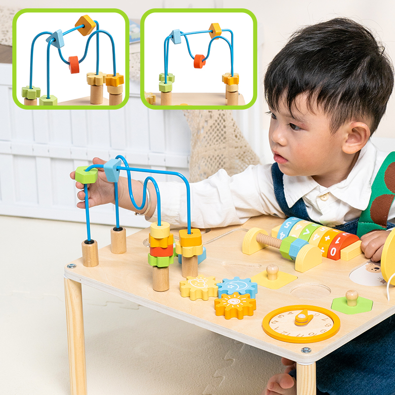 Montessori Sensory Play Table Activity Board-Wood Educational Toy for Baby-Toddler-Preschool Learning CPC Certified Model