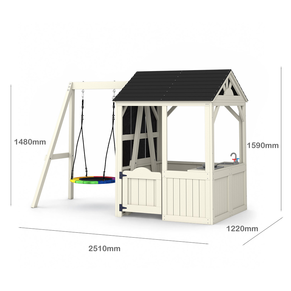 Garden Buildings Furniture Kids Playhouse Playground Role Outdoor Picnic Tables Web Swing Set Wood Wooden Play House Kitchen Toy