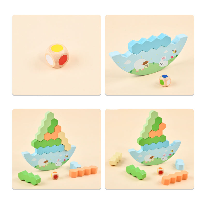Hot Wooden Rocking Folding Balance Tabletop Game Children'S Montessori Toys Wooden Stacking Focus Training Block Toy