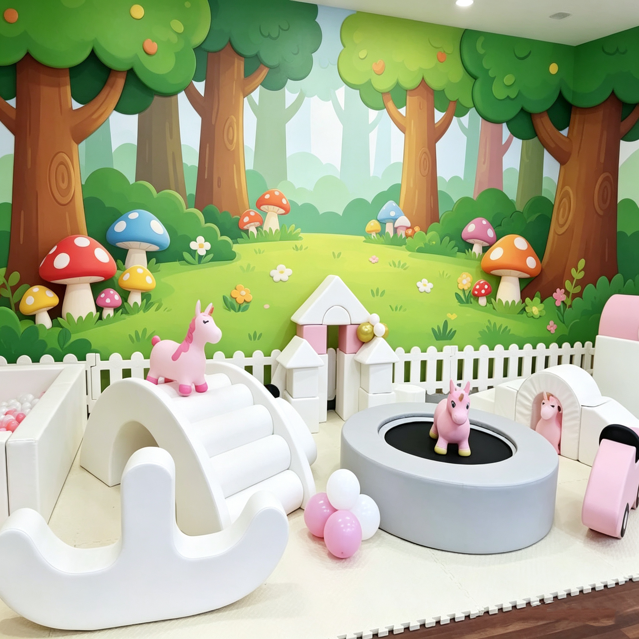2026 Customizable White Soft Play Set Ball Pit With Tunnel Fence Indoor Outdoor Playground Equipment for Kids Party Rental