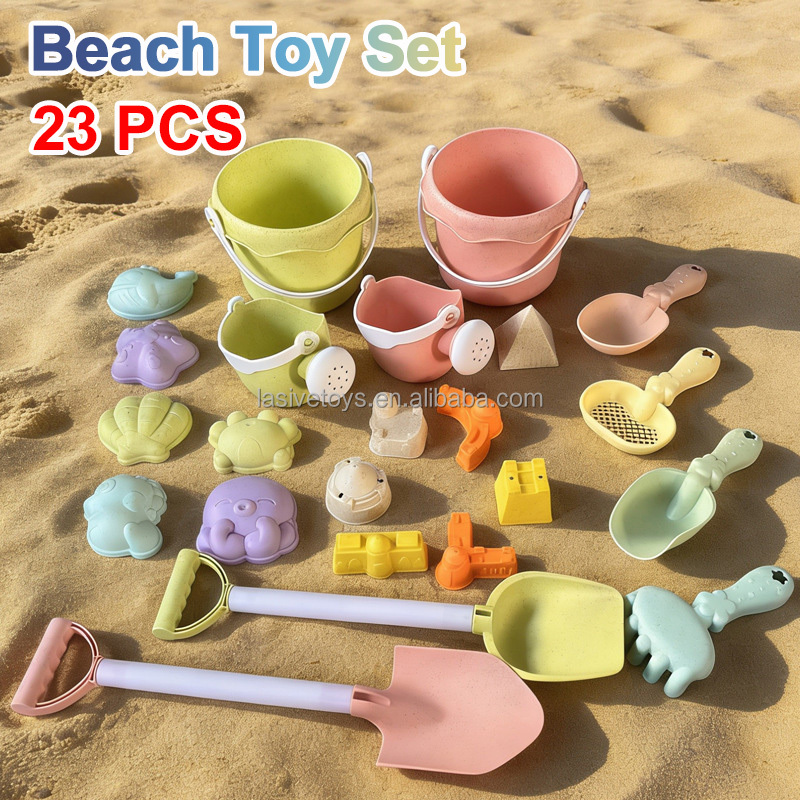 LASIVE TOYS Plastic Children's Beach Toy Set Summer Beach Bucket Seaside Water Play Sand Outdoor Sand Digging Shovel Sandbox Toy