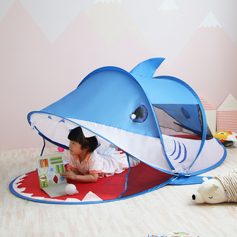 MaiBeiBi Pop up Cute Shark Shape Kids Tent Baby Playhouse Toys Summer Outdoor Camping Beach Shelter