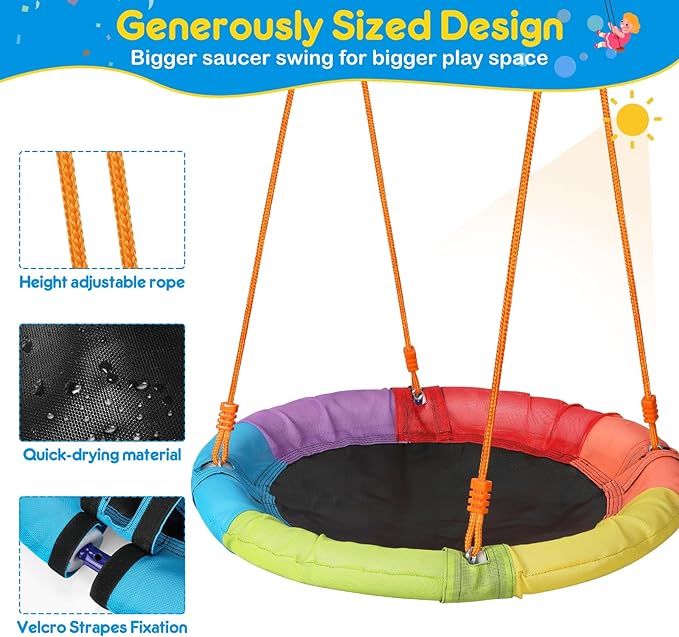 Kids Metal Swing With Saucer Playground Outdoor Metal 3Swing Set Children Garden Swing Toys