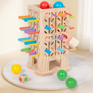 New 5-in-1 Montessori Children's Wooden Balance Towe Stick Game Thinking Training Shape Sorting Parent-child Interactive Toys
