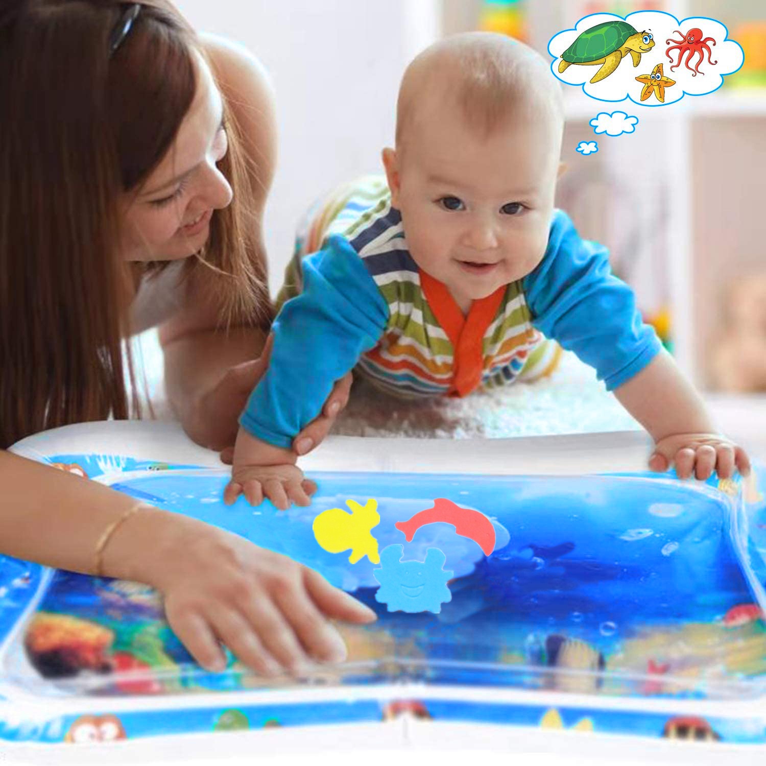 Baby Water Mat 0-3 Years Old Baby Kids Water Play Mat Infants &amp; Toddlers Inflatable Baby Tummy Time Premium Play Water Mat