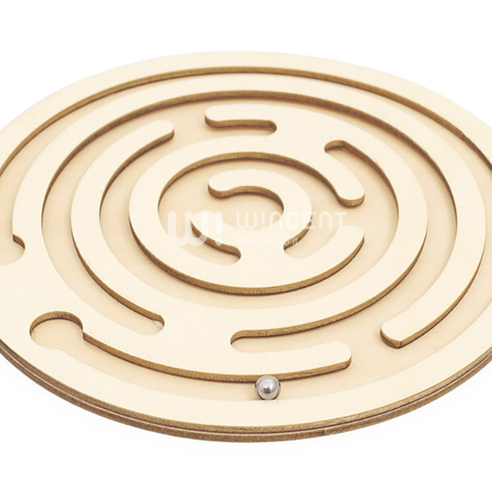 Wooden Labyrinth Maze Game Circular Balance Training Toy Montessori Educational Brain Teaser Steel Ball Board Puzzle